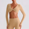 JIA Twist Deep V Workout Cropped T Shirt Tops for women