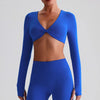 JIA Twist Deep V Workout Cropped Yoga Tops 