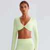 JIA Twist Deep V cropped long sleeve workout top​ for women