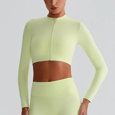 JIA Women's Yoga Jacket Crop Top with Zipper for fitness