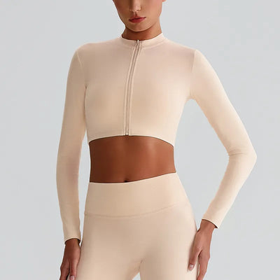 JIA Women's Yoga Jacket Yoga Crop Top with Zipper workout