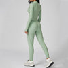 JIA Workout Fitted Bodysuit with Long Sleeve Zipper Jumpsuit