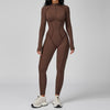 JIA Workout Fitted Bodysuit with Long Sleeve Zipper Jumpsuit