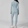 JIA Workout Fitted Bodysuit with Long Sleeve Zipper Jumpsuit
