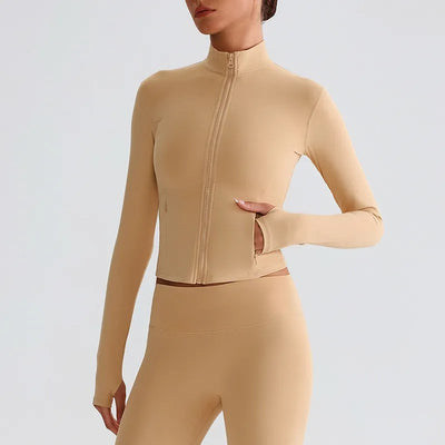 JIA women Lightweight Exercise Jackets with Thumb Holes for fitness 