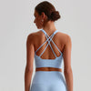 Jiaing Criss Cross Back Yoga Cropped Tank Tops with Pads-baby blue