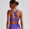 Jiaing Cross Back Medium Impact Padded Sports Bra-Purple