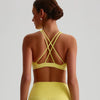 Jiaing High Neck Cross Back Padded Sports Bra- lemon