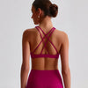 Jiaing High Neck Cross Back Padded Sports Bra- magenta