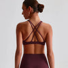Jiaing High Neck Cross Back Padded Sports Bra- maroon