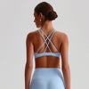 Jiaing High Neck Cross Back Padded Sports Bra-baby blue