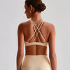 Jiaing High Neck Cross Back Padded Sports Bra-cashew butter