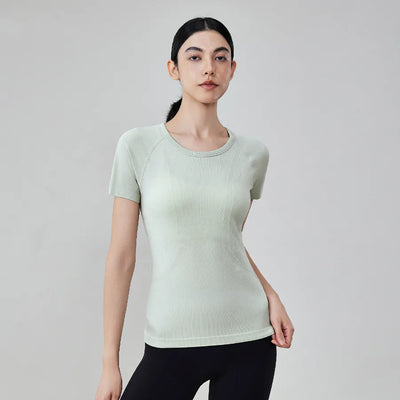 JIA Seamless Breathable Sports Short Sleeve Yoga Top