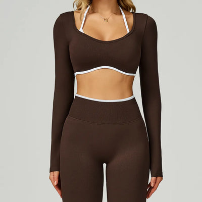 JIA Seamless Color-Block Yoga Long Sleeve Top ZC9245