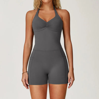 JIA Twist Butt Lifting Workout Jumpsuit with Pocket ZC3040