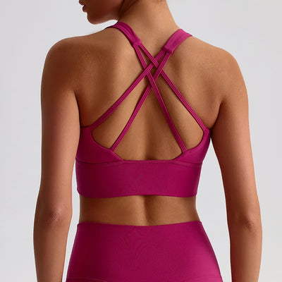 Jiaing Criss Cross Back Yoga Cropped Tank Tops with Pads LQ2197