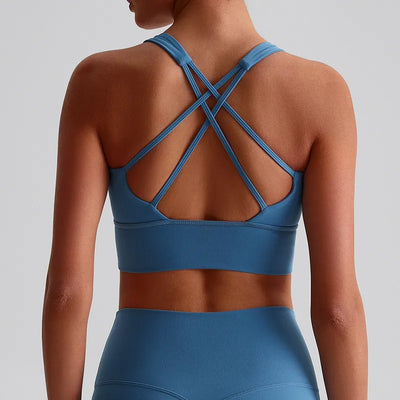 Jiaing Criss Cross Back Yoga Cropped Tank Tops with Pads LQ2197