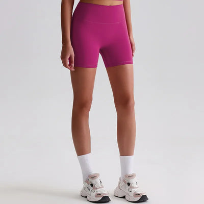 JIA Recycled High Waist Brushed Athletic Gym Bike Shorts-pink