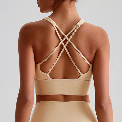 Jiaing Criss Cross Back Yoga Cropped Tank Tops with Pads LQ2197
