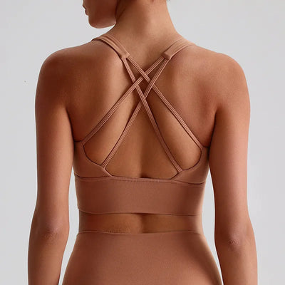 Jiaing Criss Cross Back Yoga Cropped Tank Tops with Pads LQ2197