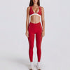 JIA Color-Block V-Neck Halter Yoga Bra & Leggings Set QY6534