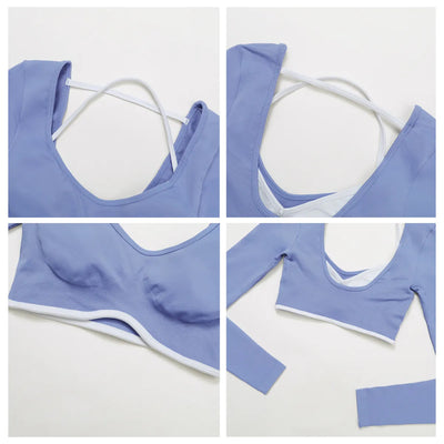 Seamless Color-Block Yoga Long Sleeve Top