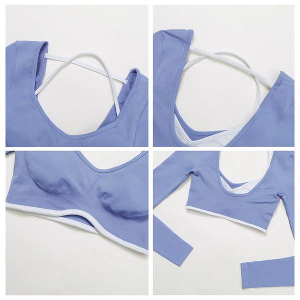 Seamless Color-Block Yoga Long Sleeve Top