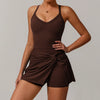 JIA Sexy Back Athletic Jumpsuit with Pleated Skirts ZC8998