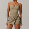 JIA Sexy Back Athletic Jumpsuit with Pleated Skirts ZC8998