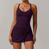 JIA Sexy Back Athletic Jumpsuit with Pleated Skirts ZC8998