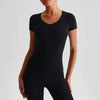Short Sleeve Basic Shirts Soft Fitted Stretchy Athletic Workout Tops-black