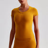 Short Sleeve Basic Shirts Soft Fitted Stretchy Athletic Workout Tops-orange
