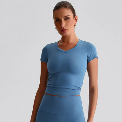 Short Sleeve Basic Shirts Soft Fitted Stretchy Athletic Workout Tops