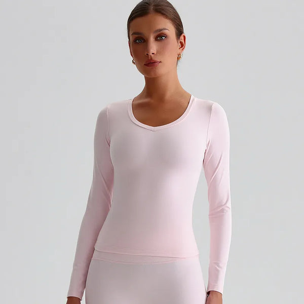 Slim Fitted Long Sleeve Yoga Shirts Going Out Top-Black-pink lace