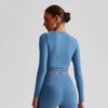 Slim Fitted Long Sleeve Yoga Shirts Going Out Top-Back