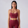Strappy Stretch Fitness Bra Workout Camisole -dark red