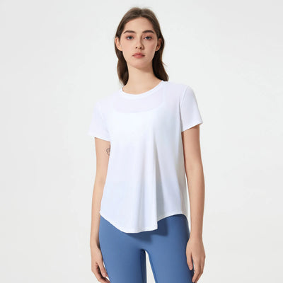 Summer Breathable Short Sleeve Shirts for Athletic Running -white