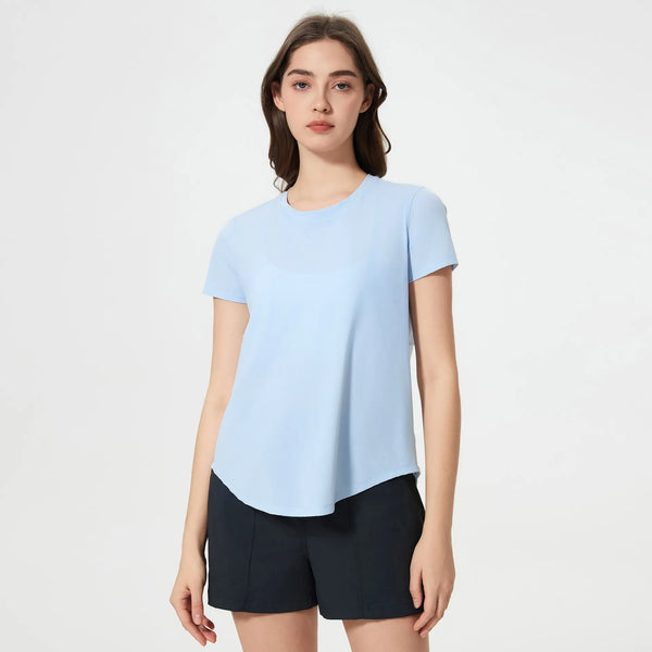 Summer Breathable Short Sleeve Shirts for Athletic Running -light blue