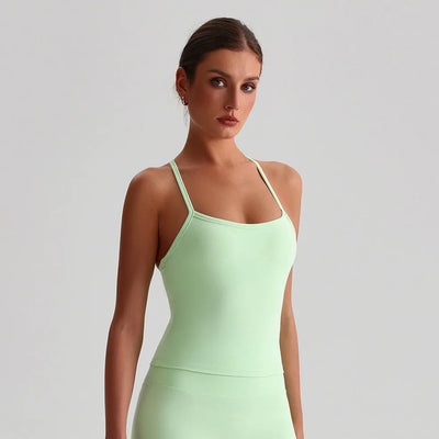 Super Soft Yoga Padded Camisole Slim Fit Tanks-mint green