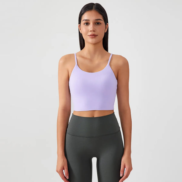 Wirefree Workout Crop Cute Tank Tops Camisole- pale purple