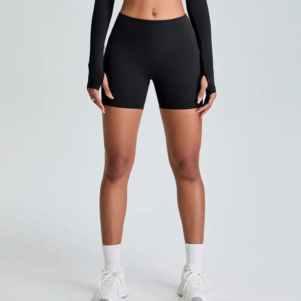 Women Workout Biker Shorts Running Butt Lifting Shorts-black