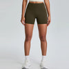 Women Workout Biker Shorts Running Butt Lifting Shorts-brown green