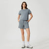 Workout Casual Lounge Sweat Shorts with Pockets-bluish gray set