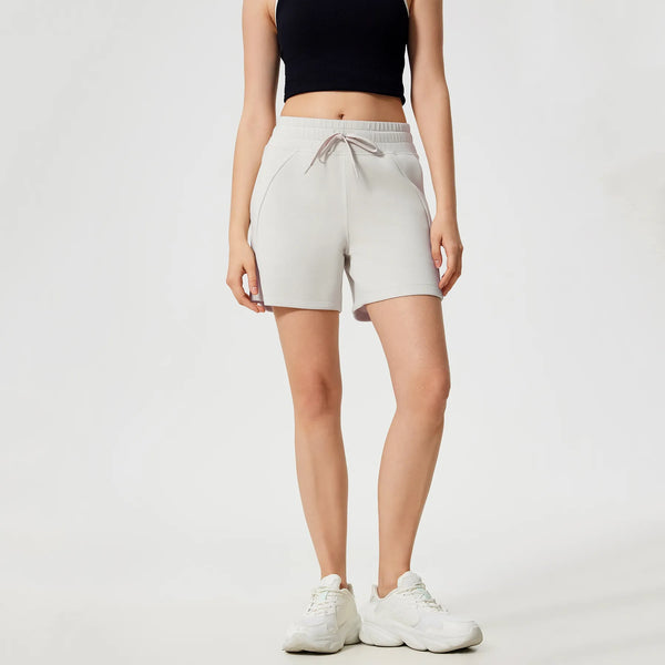 Workout Casual Lounge Sweat Shorts with Pockets-lvory