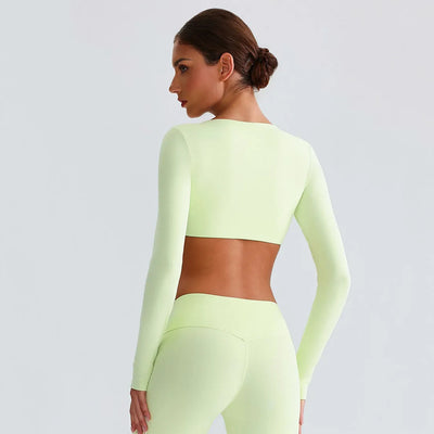 JIA Twist Deep V long sleeve workout top​ for women